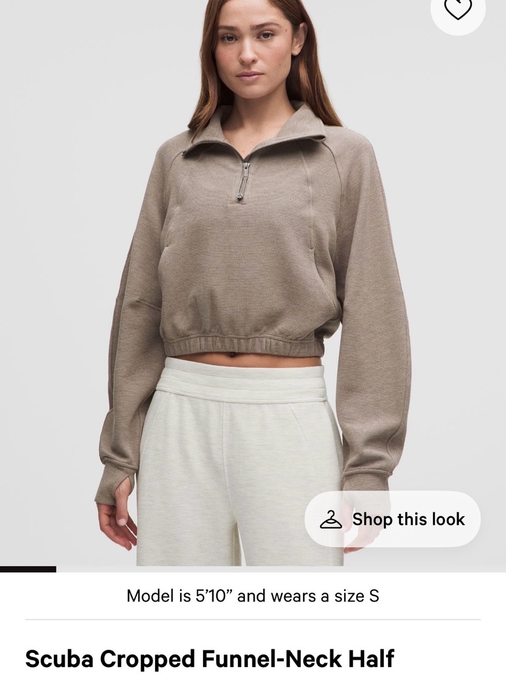 lululemon athletica Cropped Funnel-Neck Half-Zip Top - Taupe